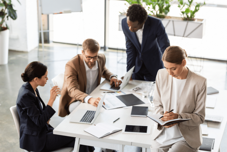 A dynamic team discussion driving innovative business solutions.