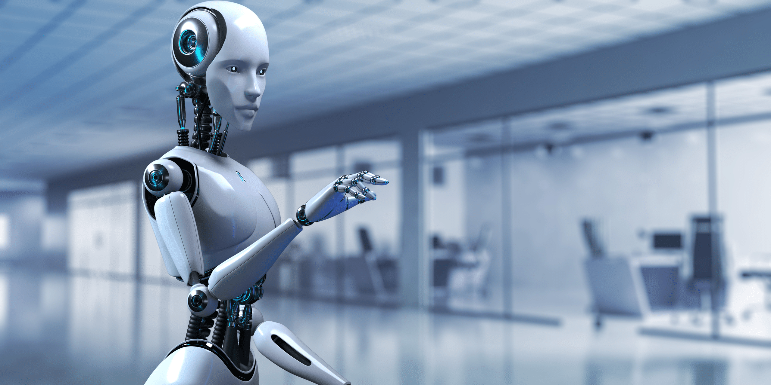 3d rendering humanoid robot with artificial intelligence concept of artificial intelligence