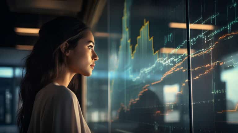 Side view of thoughtful businesswoman looking away while standing in office