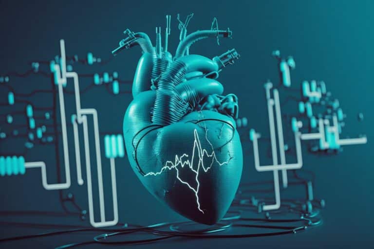 Heart health technology concept with generative medical symbols